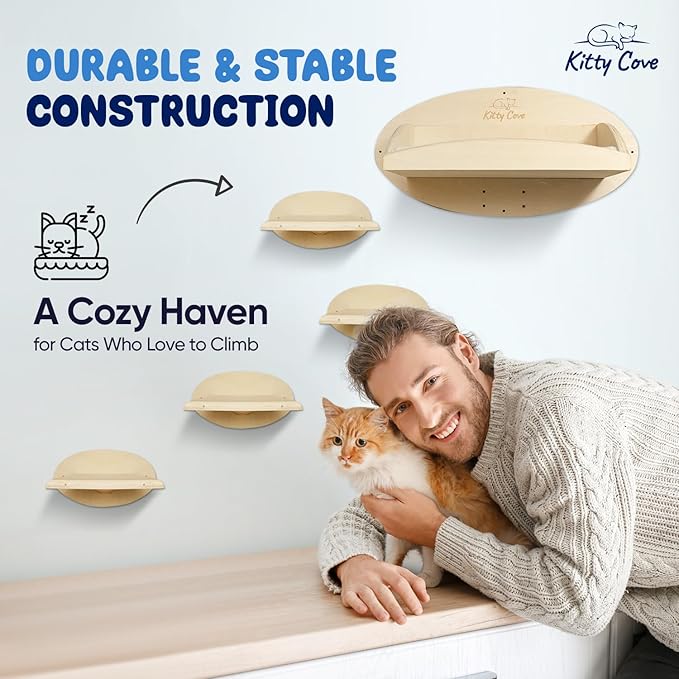 Cat Wall Shelves - Cat Shelf with Cozy Cushion, Sturdy Floating Shelf with Easy Install & Hardware | Perfect Cat Hammock for Wall - Comfy Cat Wall Furniture
