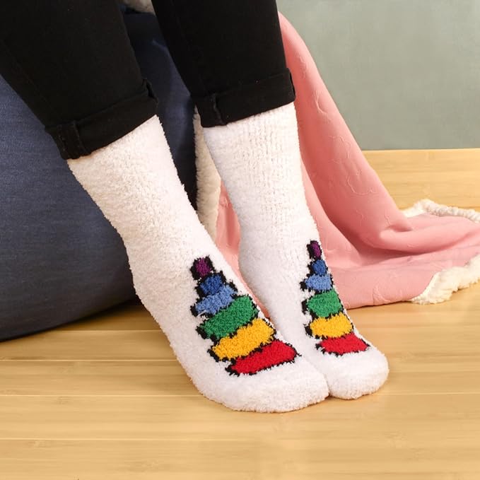 BambooMN Women's Super Soft Warm Microfiber Fuzzy Cozy Unicorn Series Crew Socks