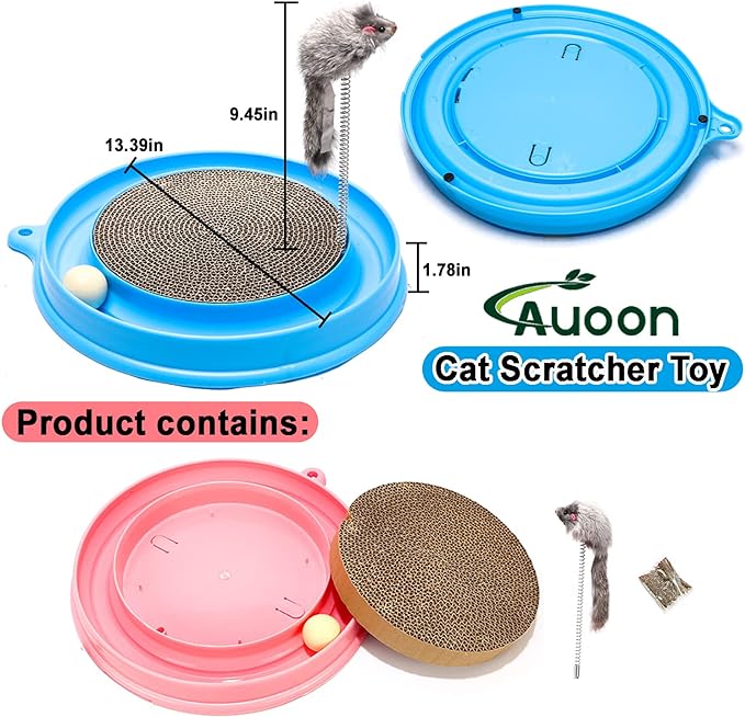 AUOON Cat Scratcher Toy, Cat Toy, Scratch pad,Scratching Toy,Post Pad Interactive Training Exercise Mouse Play Toy with Ball (Gray)