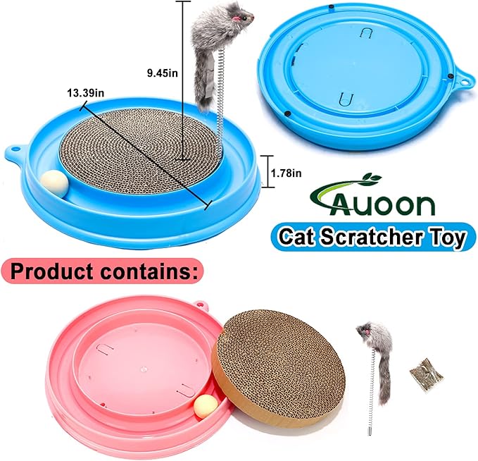 AUOON Cat Scratcher Toy, Cat Toy, Scratch pad,Scratching Toy,Post Pad Interactive Training Exercise Mouse Play Toy with Ball (Milk Shake)