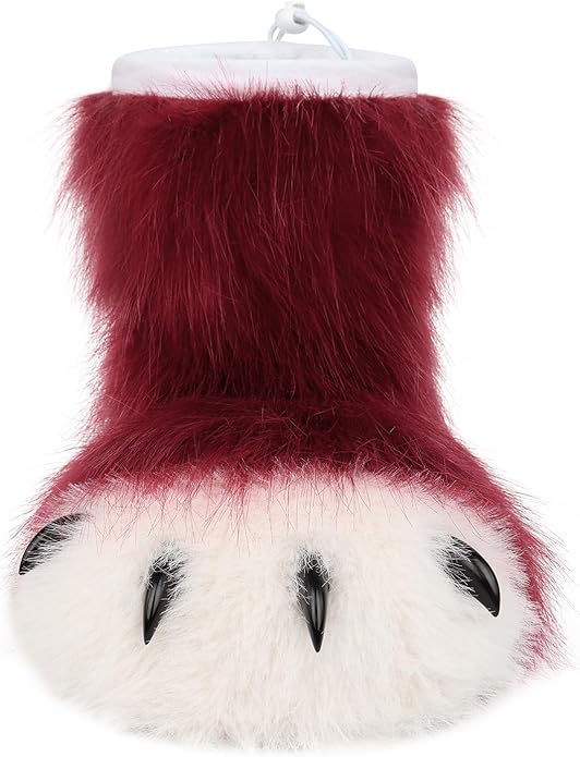 Animal Fuzzy Slippers Bear Cat Wolf Dog Fox Fursuit Feet Paw Claw Shoes Furry Boots Costume Accessories for Adult Kids