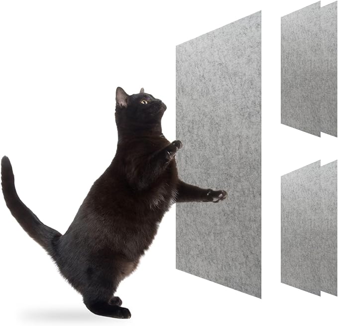 Cat Scratch Mat (Grey, 5-Pack, 9.8''*18.8''), Furniture Protector from Cats Scratching, Strong Self-Adhesive Backing for Easy and Sturdy Application, Versatile for Cat Trees, Posts, and Beds