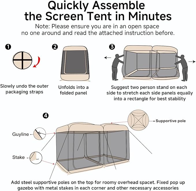 Alvantor Screen House Gazebo, 6-10-15 Person Pop Up Igloo Screened Canopy Tent with Mosquito Netting Sides, Instant UV Resistant Sun Shelter for Garden, Patio, Backyard
