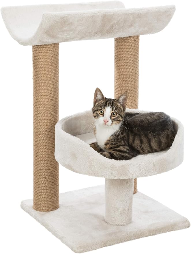 TRIXIE Isaba Scratching Post with Two Platforms, 2-Sisal Scratching Post, 24.5-inches Tall, Light Gray/Brown