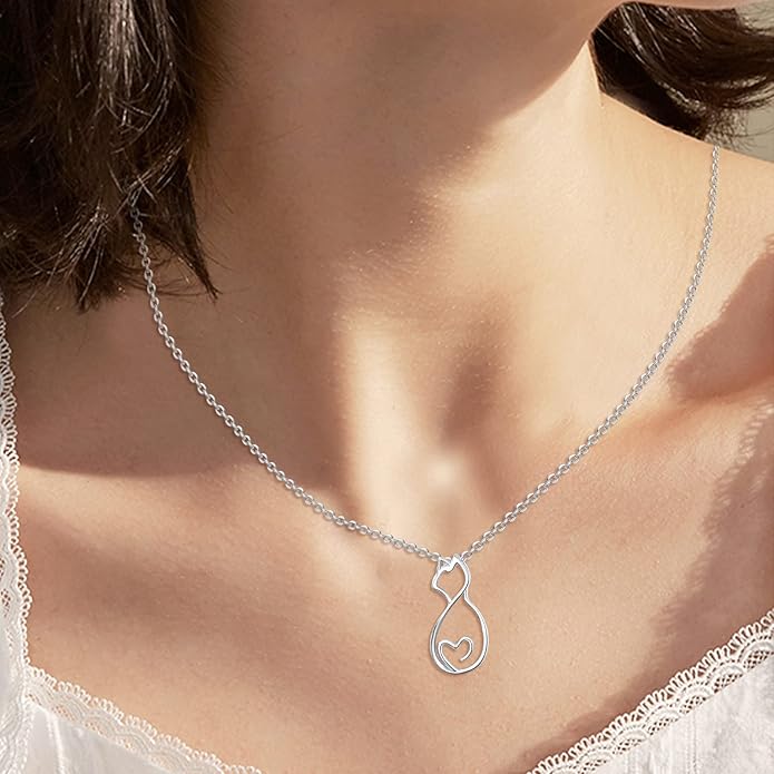 Animal Necklace for Women Girls 925 Sterling Silver Cat/Dog/Monkey/Sloth Pendant Necklace Cute Animal Jewelry Gift for Women Girls