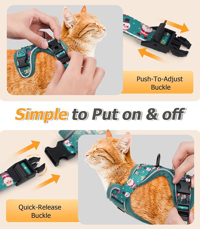 Halypet Cat Harness and Leash Set [MAX Safety 4th-Gen Upgrade] Escape Proof Adjustable Cat Leash Comfortable Soft Vest Easy to Wear Kitten Harness with Reflective Strip for Cats Walking, S Mint Green
