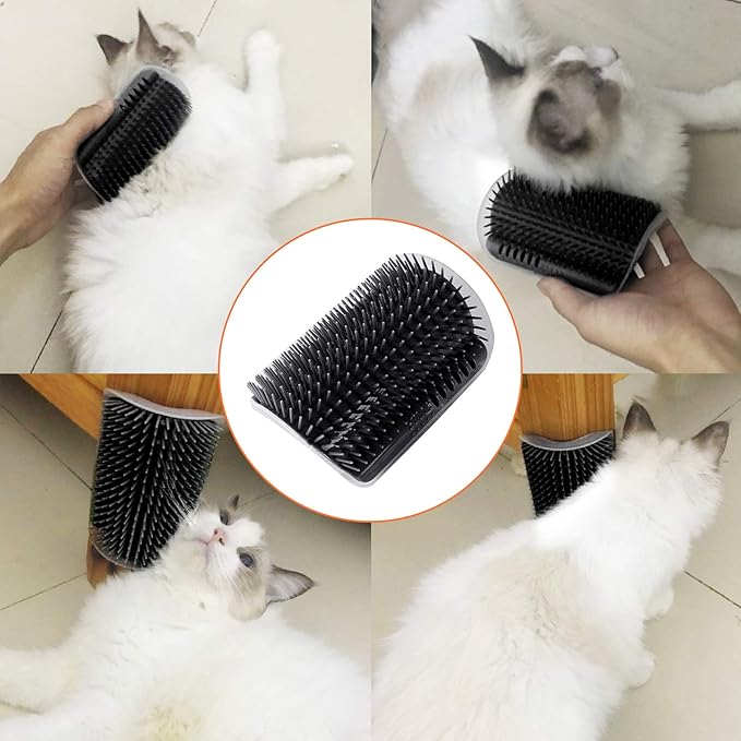 2 PACK Cat Self Groomer,Softer Cat Corner Scratcher For Wall With Catnip,Pet Grooming Massage Kitten Brush,Cat Face Scratcher For Kitten with Long &Short Fur (Black)
