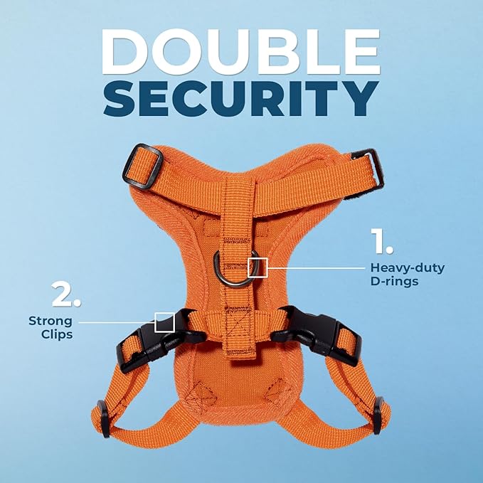 Voyager Step-in Lock Adjustable Cat Harness w. Cat Leash Combo Set with Neoprene Handle 5ft - Supports Small, Medium and Large Breed Cats by Best Pet Supplies - Orange, XS