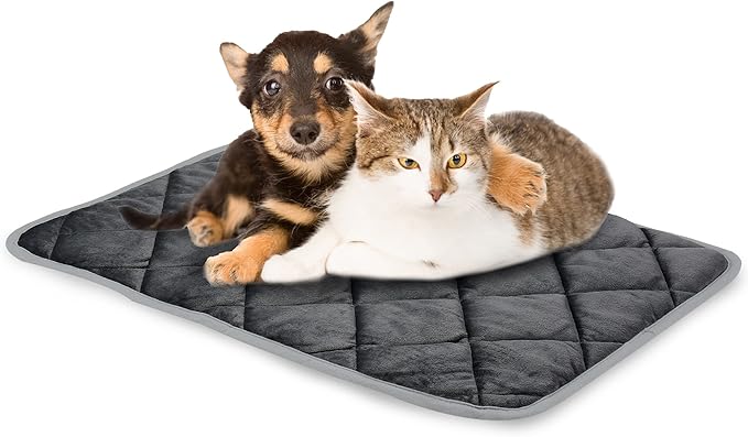 NWK Self Warming Thermal Pet Mat for Dogs and Cats, Body Heat Reflecting Cat Bed Mat, Washable, for Sofa & Crate & Kennel & Car Seat (19’’ X 28’’, Black)