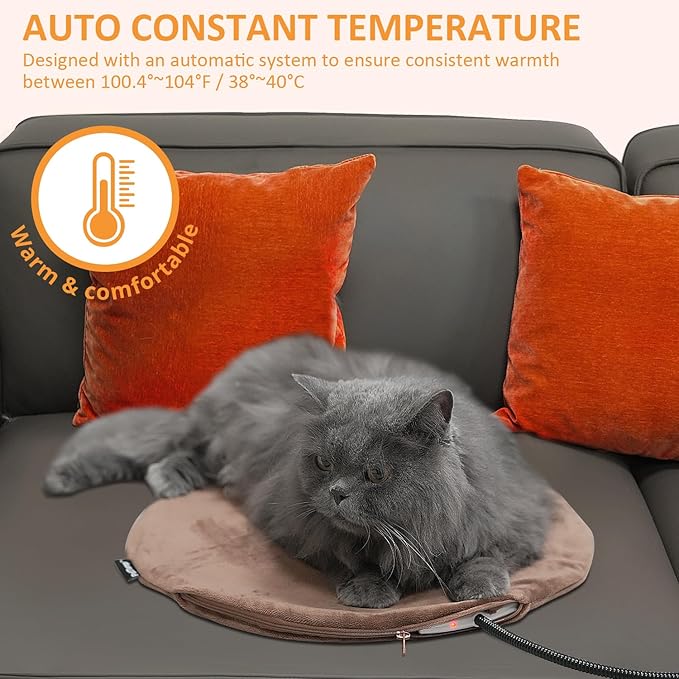 Pet Heating Pad, Electric Heated Pad for Dog Cat, Warm Mat Waterproof Dogs Cats Beds with Constant Temperature,Chew Resistant Cord, Comfortable Heater Heater Blanket Puppy and Kitten (16.0"L x 16.0"W)