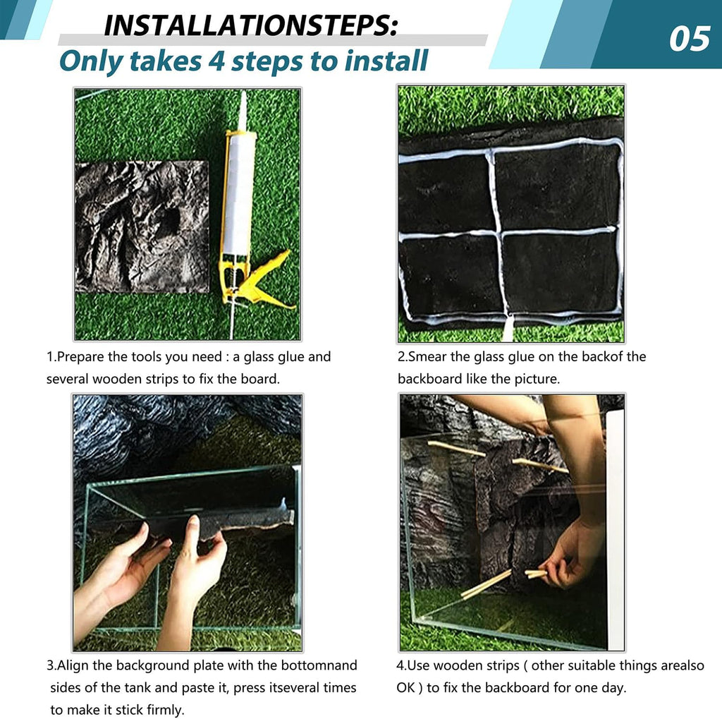 17.7x11.8in Rock Terrarium Background,3D Reptile Tank Background Board,Amphibian Stereo Backdrop Wall,Lizard Snake Gecko Spider Turtle Fish pet silo Background Decorative Panel(Blue)