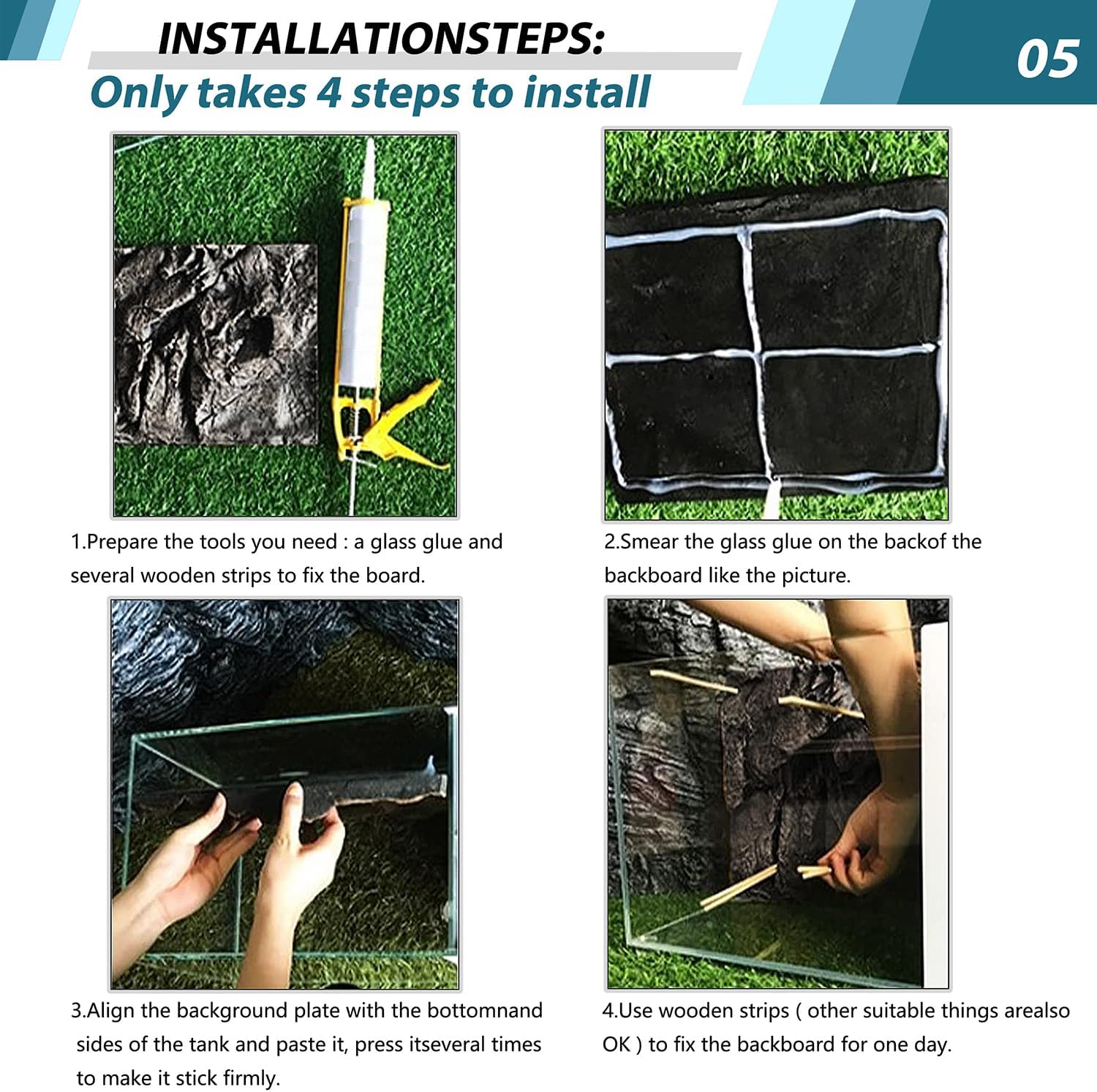 17.7x11.8in Rock Terrarium Background,3D Reptile Tank Background Board,Amphibian Stereo Backdrop Wall,Lizard Snake Gecko Spider Turtle Fish pet silo Background Decorative Panel(Blue)