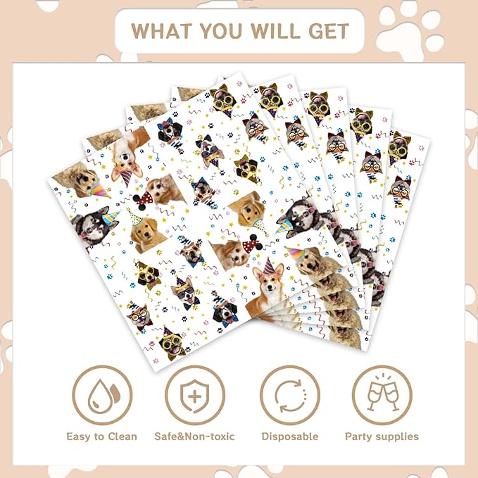 48Pcs Dog Pawty Birthday Party Decorations Dog Theme Party Decorations with Puppy Birthday Baby Shower Forks Plates and Napkins Supplies