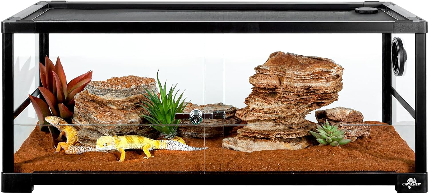20 Gallon Reptile Tank, 30" x 12" x 12" Reptile Terrarium, Top Screen Ventilation, Sliding Door, Cable & Fogger Pass, Glass Enclosure for Bearded Dragon, Lizard, Gecko, Frog, Snake