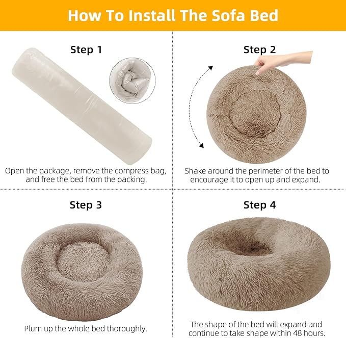 Nisrada Dog Bed for Small Medium Large Dogs, 27 inch Calming Dogs Bed, Washable-Round Cozy Soft Pet Bed for Puppy and Kitten with Slip-Resistant Bottom