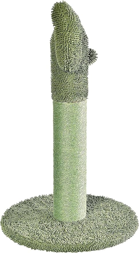 Amazon Basics Cactus Cat Scratching Post with Dangling Ball, 25.6 Inches, Green