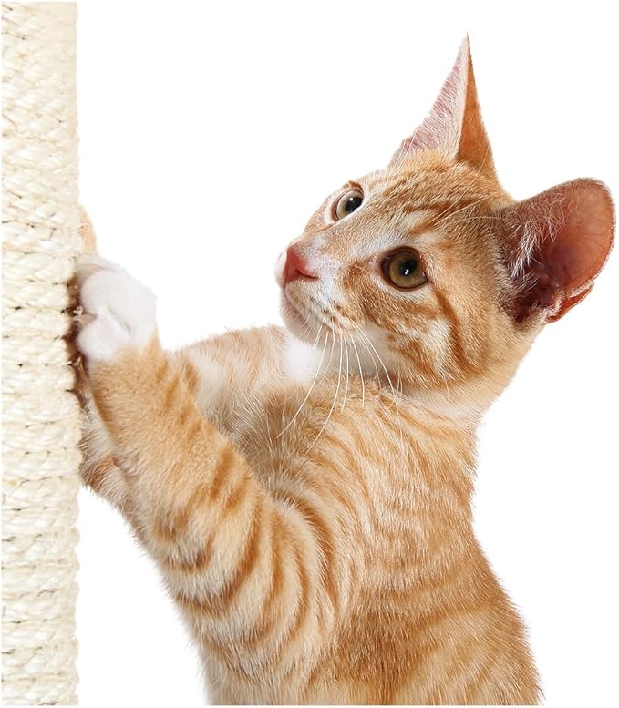TRIXIE Palamos 42.9-in Cat Tower with Scratching Posts, Condo, Three Platforms, and Dangling Pom-Pom, Beige