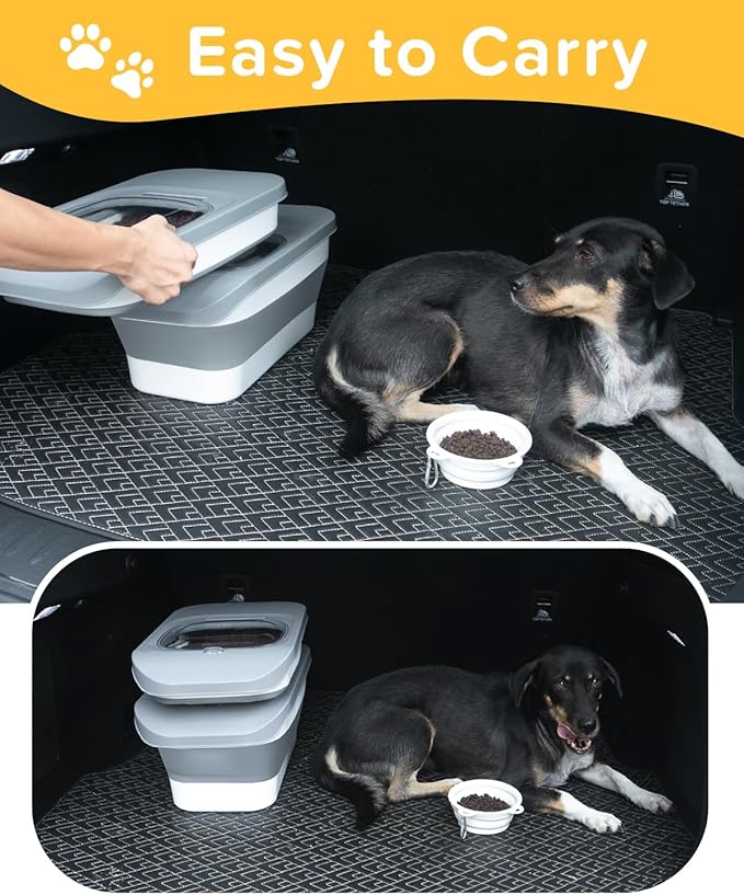 13LBS Small Dog Food Storage Container, Airtight Pet Food Storage Container with Lids, Cat Food Storage Container with Scoop and Silicone Dog Bowl