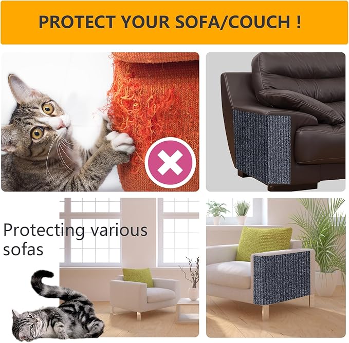 120"x15.8" cat Scratch Furniture Protector Keep Couch Sofa Protection Anti Claws Corner Wall Scratcher Post sisal Scratching mat Carpet pad Cover Fabric Tree Guards remnants (Deep Grey)