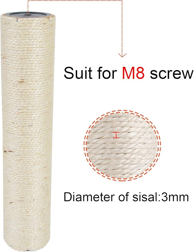 Dimaka Cat Scratching Post Replacement Pole, Cardboard and Sisal, 13.4in, 34cm