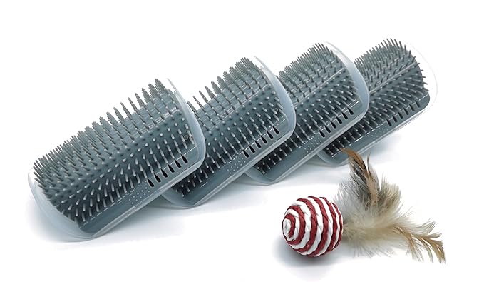 3.0 Softer Cat Self Groomer with Catnip, Face, Back & Head Scratcher for Indoor Cats - Massage Comb, Wall Corner Grooming Brush & Tool