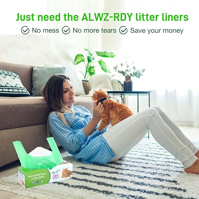 220PCS Litter Box Liner Bags Compatible with LitterMaid/Nature's Miracle Waste Receptacles, Durable, Easy-Tie Handles