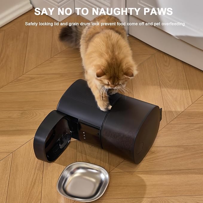 Automatic Cat Feeder WiFi with App Control, Voice Recorder, 4L Dry Pet Food Dispenser for Cats & Dogs with Freshness Preservation, Custom Feeding Times & Portions, Dual Power