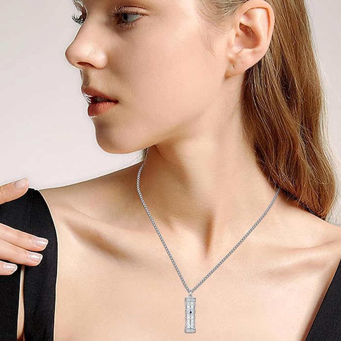 Aniu Cremation Jewelry for Ashes S925 Sterling Silver Urn Necklace Memorial Necklace for Human Ashes of Loved Ones Keepsake Pendant for Men Women