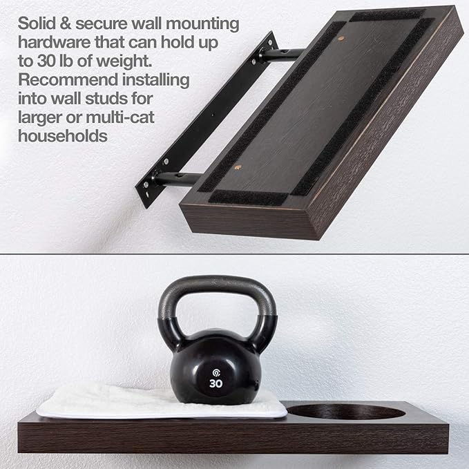 PetFusion Cat Activity Wall Shelves (Available as a 3-Piece Set or Individual Shelf.) Sisal Surfaces for Cat Scratching & Plush to Lounge, Neutral Design & Color Tones. Easy & Secure Wall Mount