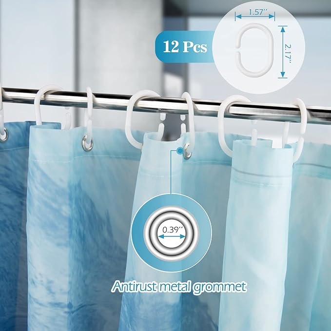 Aimego Get Naked Shower Curtain Gradual Tie Dye Blue Ombre Funny Art Font Theme Shower Curtain Set with 12 Hooks for Bathroom Decor Accessories Bathtub Curtain, 72"x72"