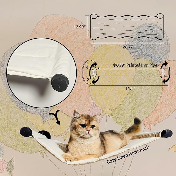 Cat Wall Frame for Climbing. Handcrafted Pine Furniture: Sisal Rope Suspension Bridge, Cat Hammock, Steps and Travel Platform. Suitable for Climb, Perch, Activity. DIY Cat Highway and Cat Wall.