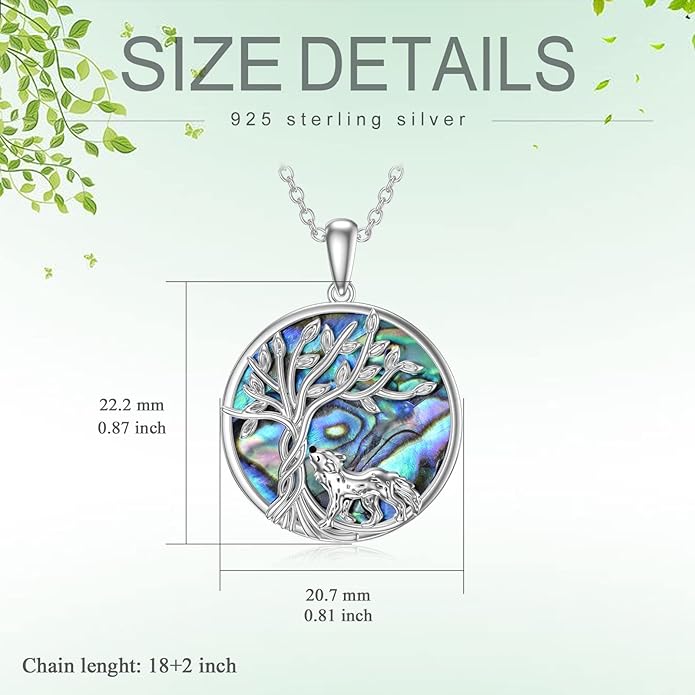 TOUPOP Tree of Life Animal Necklace 925 Sterling Silver Crystal/Abalone Shell Animal Pendant Jewelry Birthday Mothers Day Gifts for Women Mom Wife Her