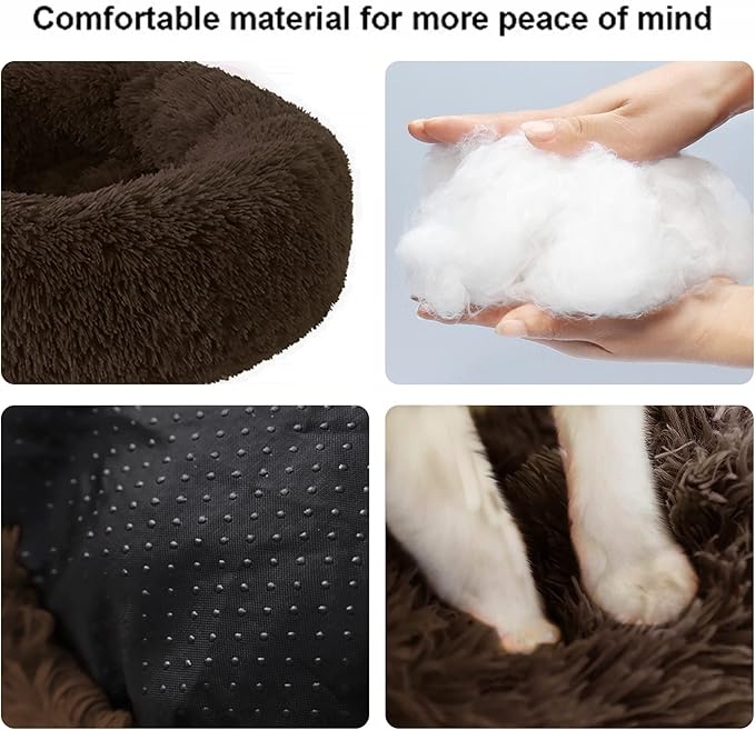 Nisrada Dog Bed for Small Medium Large Dogs, 20 inch Calming Dogs Bed, Washable-Round Cozy Soft Pet Bed for Puppy and Kitten with Slip-Resistant Bottom