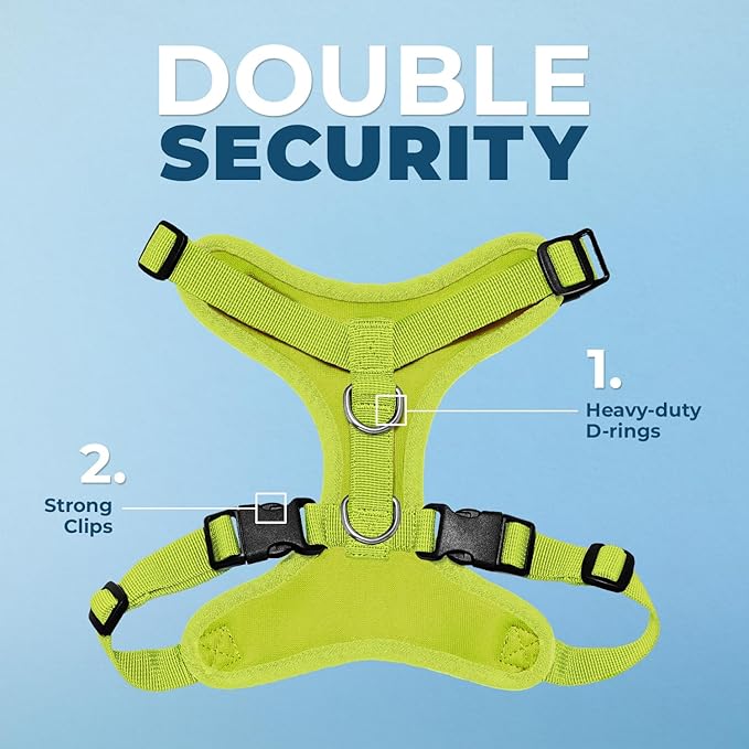 Voyager Step-in Lock Dog Harness w Reflective Dog Leash Combo Set with Neoprene Handle 5ft - Supports Small, Medium and Large Breed Puppies/Cats by Best Pet Supplies - Lime Green, M