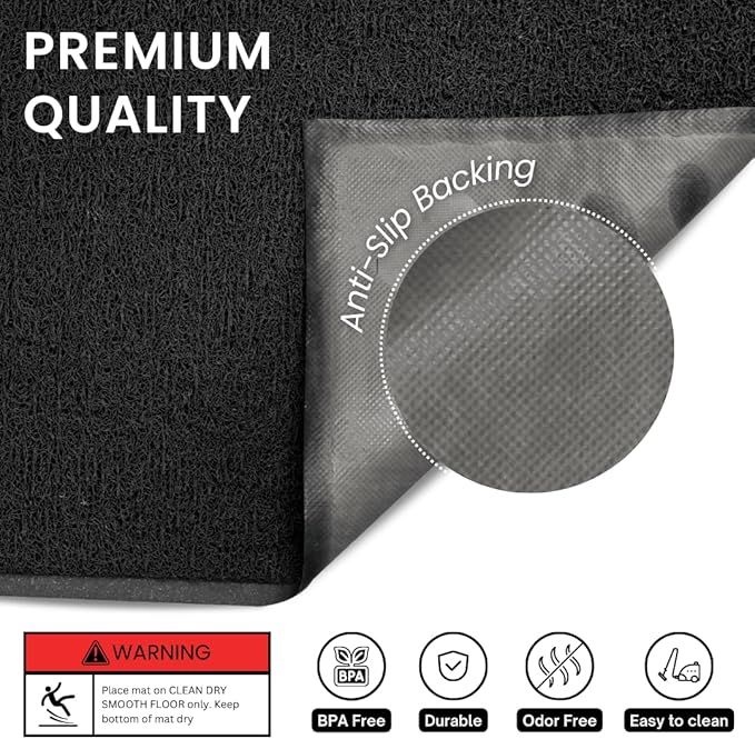 Andalus Small Cat Litter Mat, Pack of 2 - Waterproof, Non-Slip & Easy to Clean Cat Litter Box Mat for Extra Efficient Pet Litter-Trapping, Black (15.75” X 11.75”)