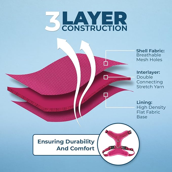 Voyager Step-in Lock Dog Harness w Reflective Dog Leash Combo Set with Neoprene Handle 5ft - Supports Small, Medium and Large Breed Puppies/Cats by Best Pet Supplies - Fuchsia, S