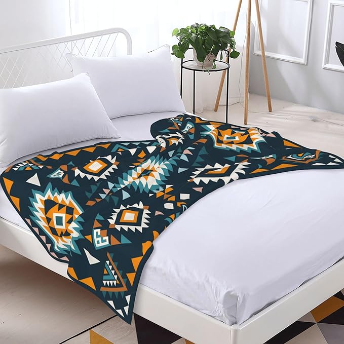 Aztec Soft Throw Blanket Flannel Fleece Blankets Warm Cozy Lightweight Fuzzy Blanket for Bed Sofa Couch Home Decor 60"X50"