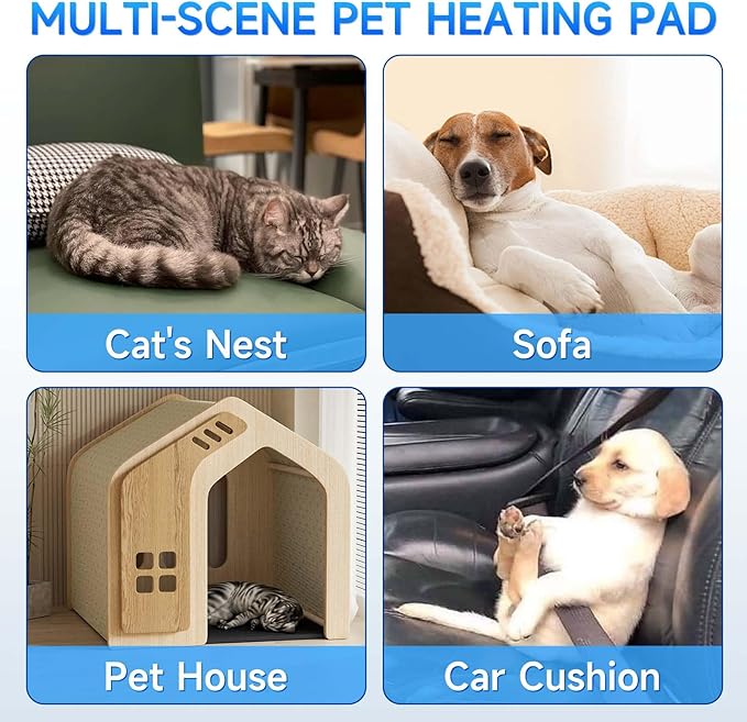 Pet Heating Pad, Dog Heating Pad, Waterproof Adjustable Temperature Indoor Cat Heating Pad with Timer, 86℉-140℉ Easy to Clean Heating Pad, Cloth Cover Included - 19.68" x 25.6" Medium