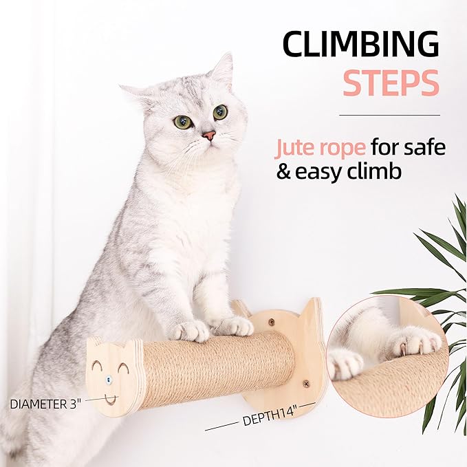 Cat Furniture, Cat Wall Perch, with 2 Cat Step 2 Fabrics for Hammock - Cat Bed Wall Mounted - Cat Shelves and Perches for Wall - Climbing for Cats