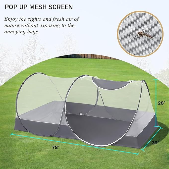 Akiky Pop Up Mosquito Tent,Large Folding Mosquito Netting with Net Bottom for Free Installation-Portable Foldable Mosquito Net for Twin Size Bed Camping Travel