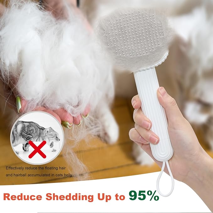 ACE2ACE Self-Cleaning Slicker Brush for Shedding, Long and Short Haired Indoor Cats - Removes Mats and Loose Hair Easily