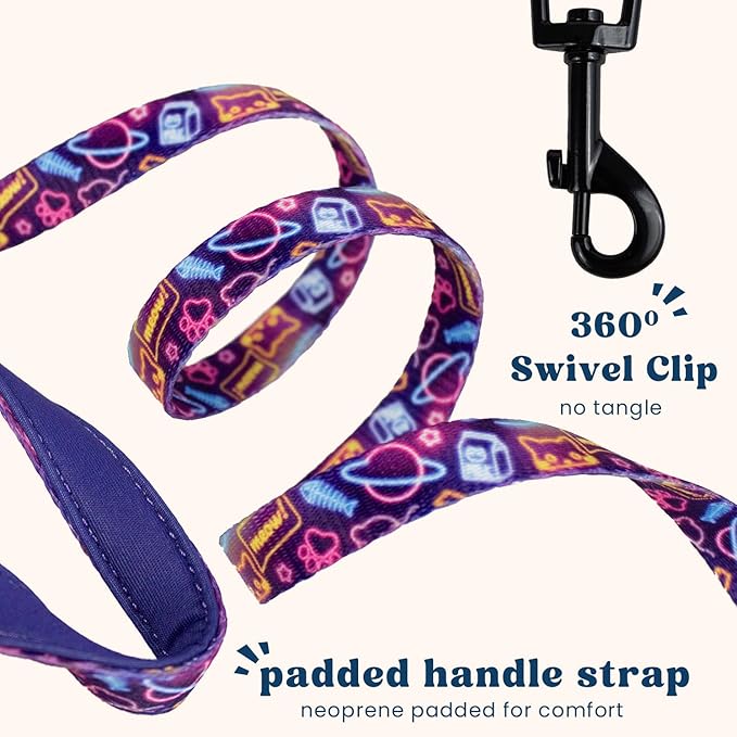 Cat Harness and Leash Set for Walking, Escape Proof Vest Harnesses for Cats, Breathable Mesh with Reflective Strips - (Neon Nights), Small