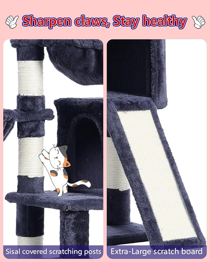 Cat Tree for Small Cats/Kitten, Cat Tower with condo, 2 Baskets, Platform, Scratch Board, Cat Scratching Posts for Indoor Cats, Smoky Gray GCT003SG