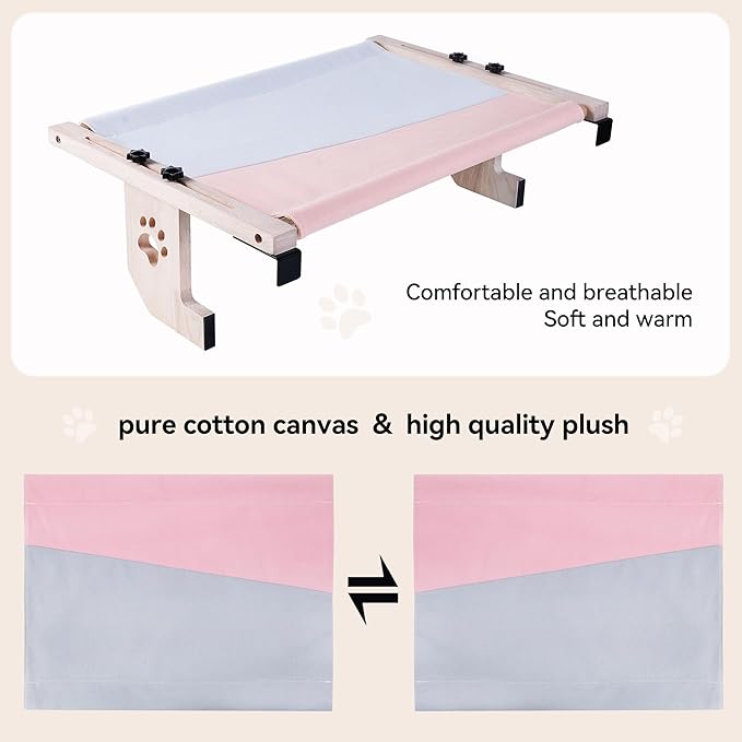 Cat Window Perch, Cat Window Hammock, Sturdy Cat Window Seat for Large Cats, Easy-to-Install and Removable Hammock for Cleaning – Damage-Free Window Mount, Medium & Large Sizes