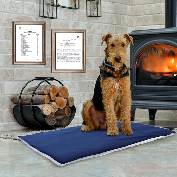 Rest-Eazzzy Cat Heating Pad, Cat Bed with Removable Cover Heated Cat Bed 5 Level Timer and 5 Level Temperature, Cat Beds for Indoor Warming Mat for Cat Dog(Heat pad, Pure-Blue,2pcs)