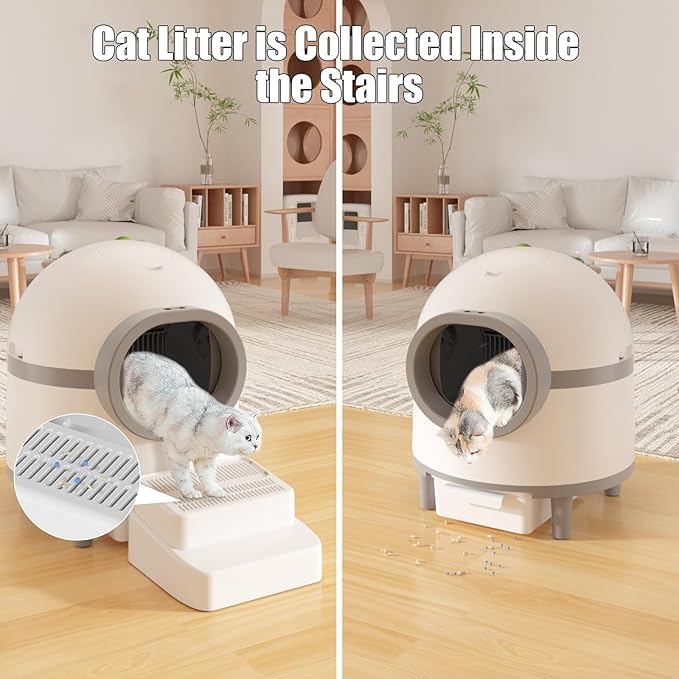 Automatic Cat Litter Box Cat Pedal Step Stool. Easy Clean Cat Litter Step Stool with Filter Function.Litter Catcher for Smart Litter Box.Adjustable 3 Steps Litter Box Ramp with Filter Function(W-B)