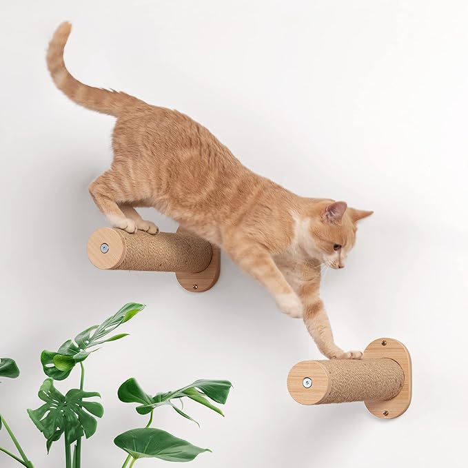 7 Ruby Road Salto 14” Cat Wall Steps – Modern Cat Wall Furniture for Large Cats – 2 Pack of Cat Wall Shelves – Cat Stairs for Wall Mounted with Jute Scratching - Cat Climbing Wall Cat Steps for Wall