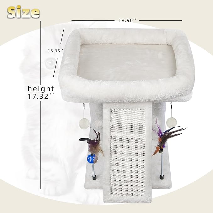 TWDEPART Cat Tree Cat Tower with Cat Scratching Post for Indoor Cats,Activity Centre Climbing Tree Cat Furniture with Playful Toy Balls,Beige