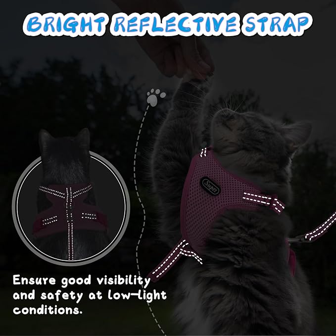 Supet Cat Harness and Leash Set for Small to Large Cats Adjustable Cat Vest Harness with Reflective Trim Universal Cat Leash and Harness for Cats/Puppies