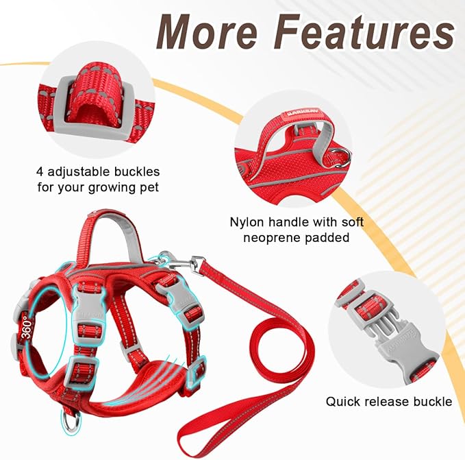 Cat Harness and Leash Set for Walking Escape Proof for Small Large cat Kitten Harness with ID tag Pocket (Red,XS)